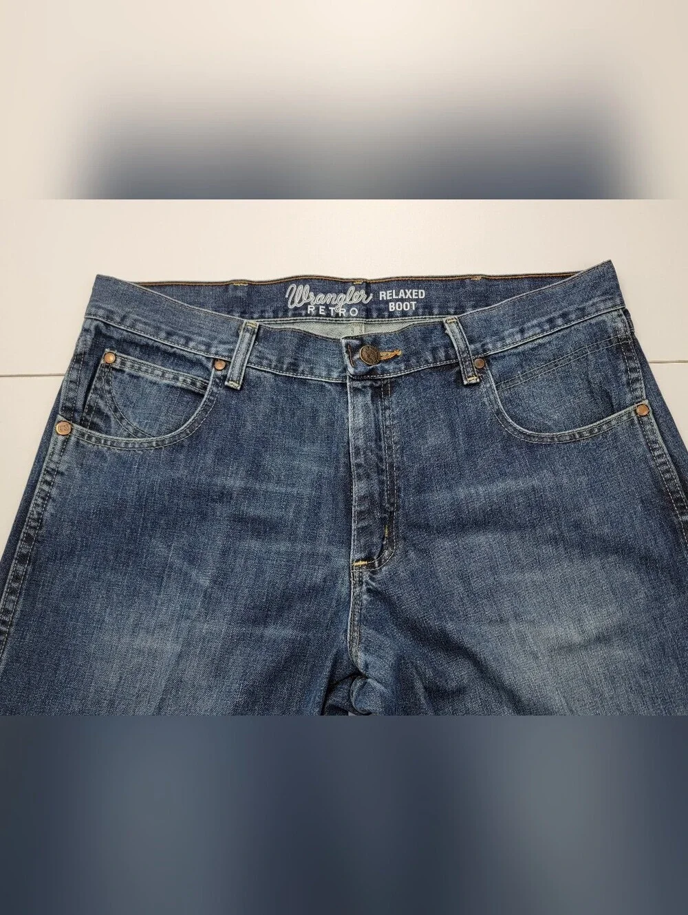 Wrangler Retro Jeans Mens 36X32 Relaxed Boot Western Cowboy Blue Denim Dark
